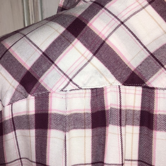 William Rast Short Dolman Sleeve Collar Pop Over Cotton Blend Plaid Top Size M - Picture 8 of 12